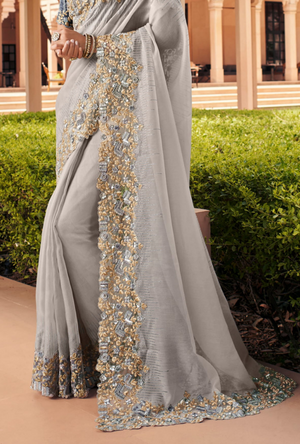 Grey Designer Saree