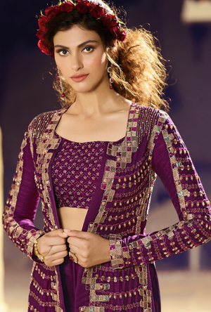 Purple Party wear Suit - Desi Royale