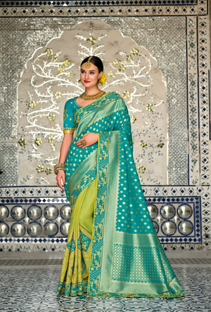 Blue and Green Designer Saree