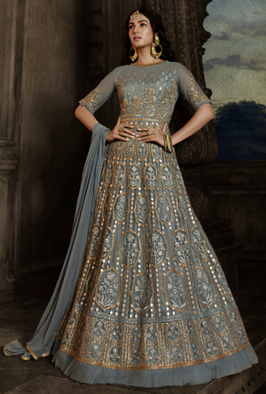 Grey Anarkali Suit