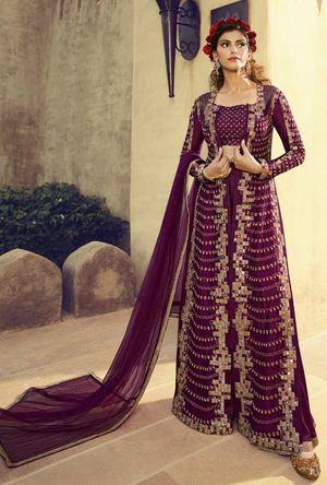 Purple Party wear Suit - Desi Royale