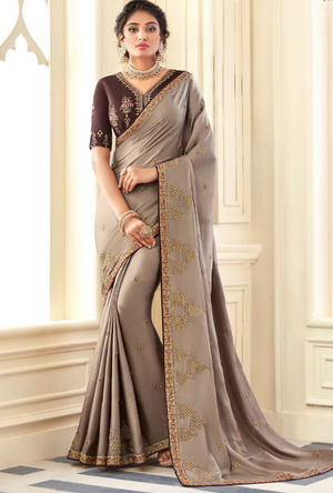 Beige Silk Saree