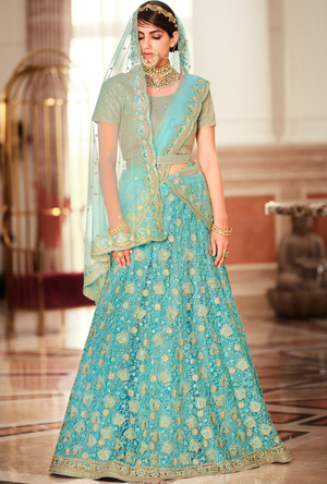 Blue Bridal Lehenga Choli set