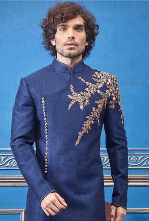 Blue and Copper Mens Sherwani