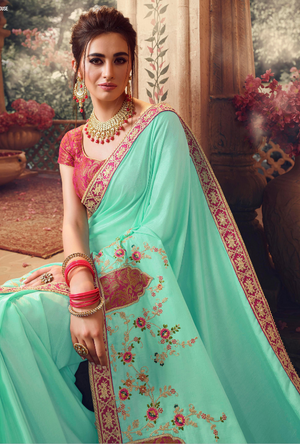 Sea Green Designer Saree