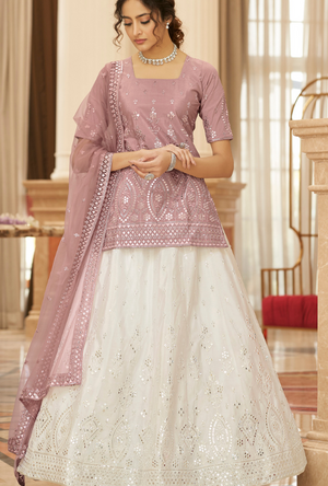 Pink and White Lehenga Choli set