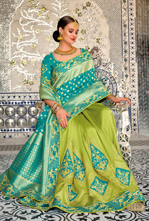Blue and Green Designer Saree