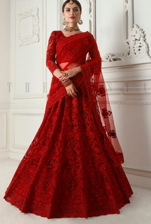 Red Heritage Lehenga Choli - Desi Royale