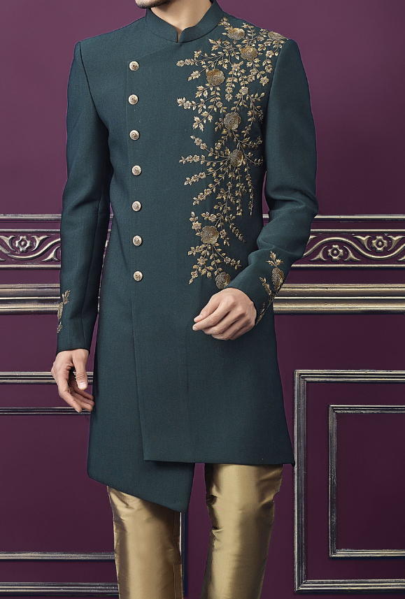 Green and Copper Mens Sherwani