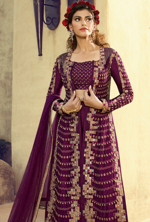 Purple Party wear Suit - Desi Royale