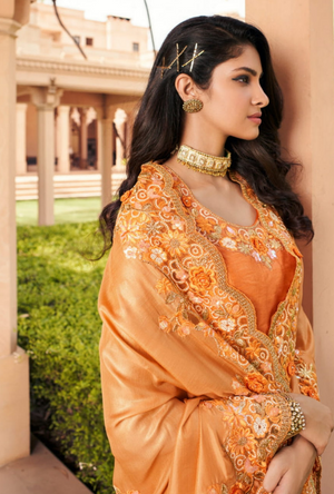 Orange Designer Saree