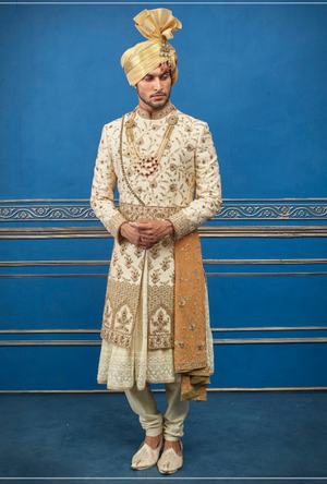 Cream Mens Sherwani