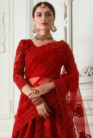 Red Heritage Lehenga Choli - Desi Royale