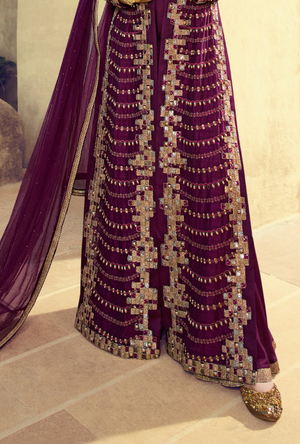 Purple Party wear Suit - Desi Royale