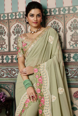 Sage Green Saree