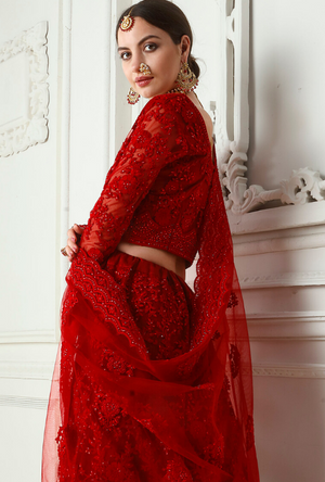 Red Heritage Lehenga Choli - Desi Royale