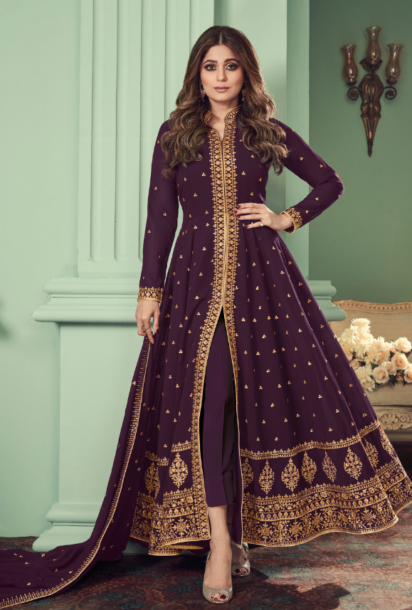 purple indian dress Black designer indian dress with dupatta