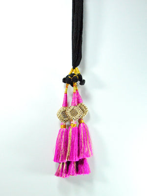 Stone Mesh Pink Parandi with Bells - Desi Royale