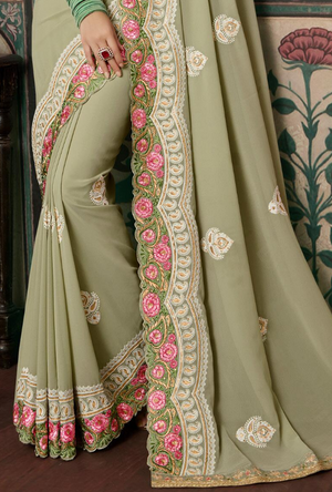 Sage Green Saree