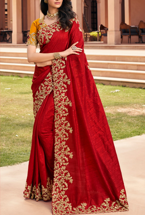 Red Designer Saree