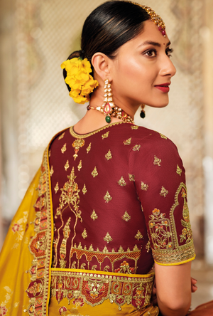 Mustard and Brown Designer Saree