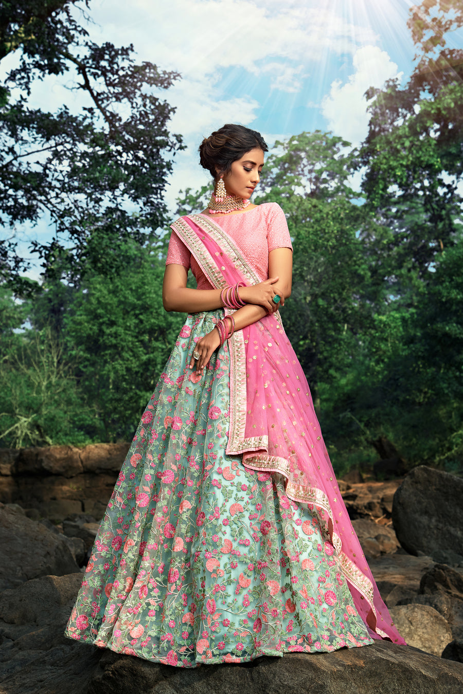 Pista Green Lehenga Choli