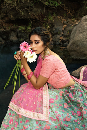 Pista Green Lehenga Choli