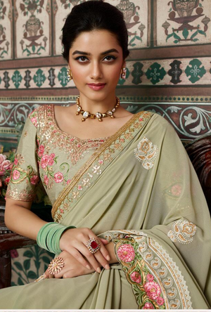 Sage Green Saree