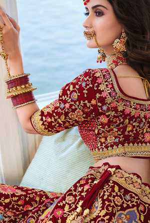 Maroon Red Royal Lehenga Choli set