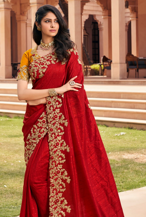 Red Designer Saree