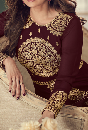 Maroon Anarkali Dress