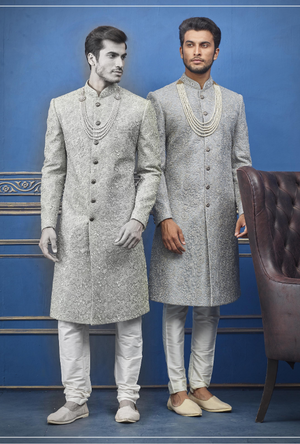 Silver Mens Sherwani