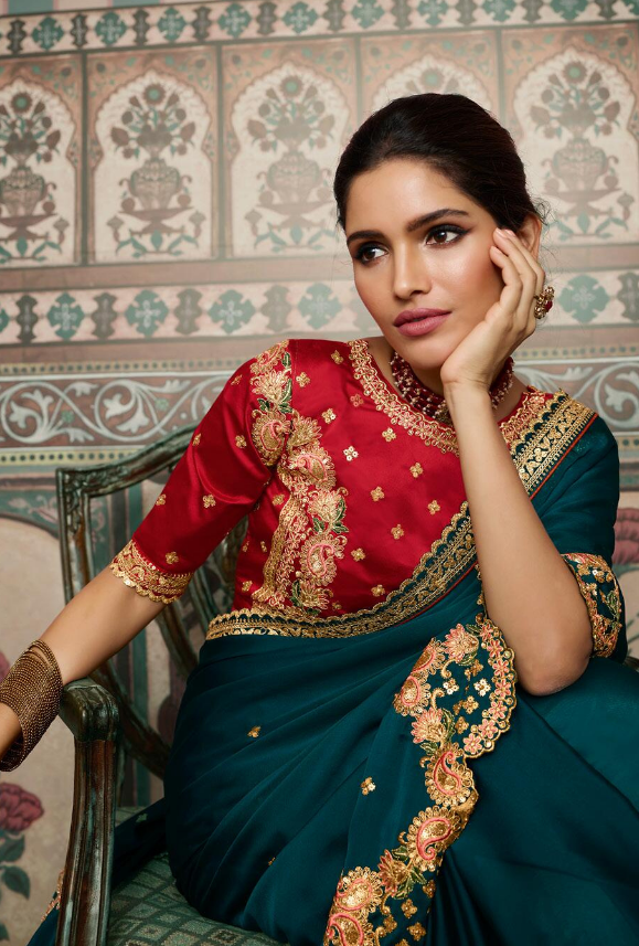 Blue and Red Saree