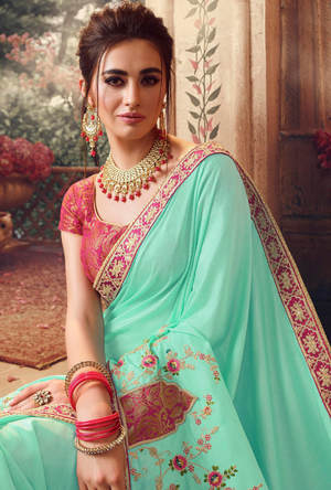 Sea Green Designer Saree