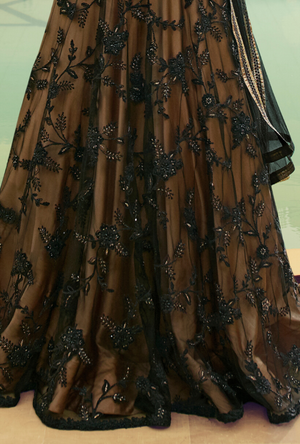 Black Party wear gown - Desi Royale