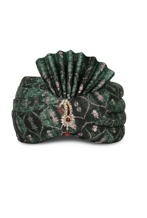Green Satin Wedding Groom Turban - Desi Royale