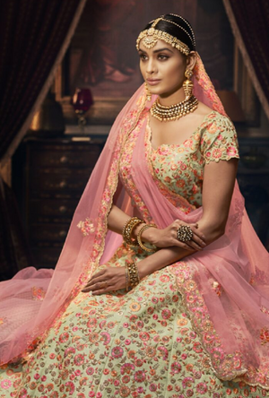 Pista Designer Bridal Lehenga Choli - Desi Royale
