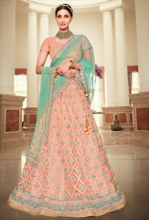 Peach Bridal Lehenga Choli set