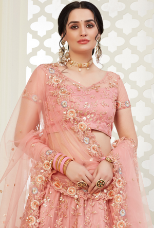 Peach Lehenga Choli