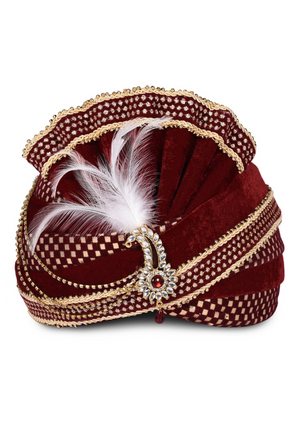 Maroon Wedding Groom Turban - Desi Royale