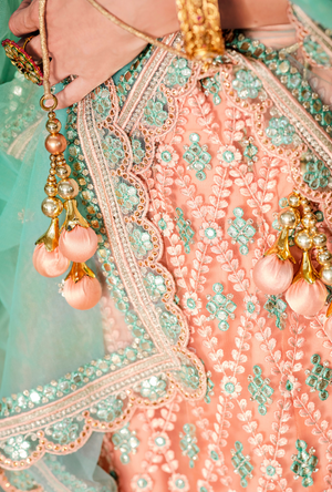 Peach Bridal Lehenga Choli set