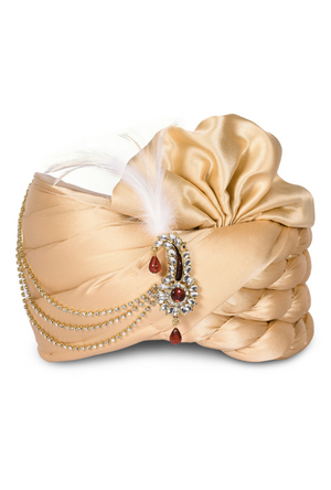 Beige Wedding Groom Turban - Desi Royale