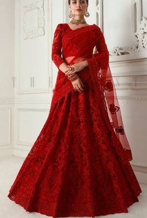 Red Lehenga Choli - Desi Royale