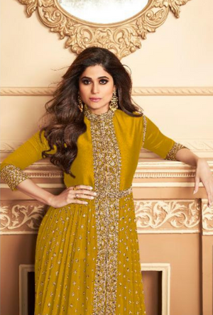 Yellow Designer Anarkali Suit