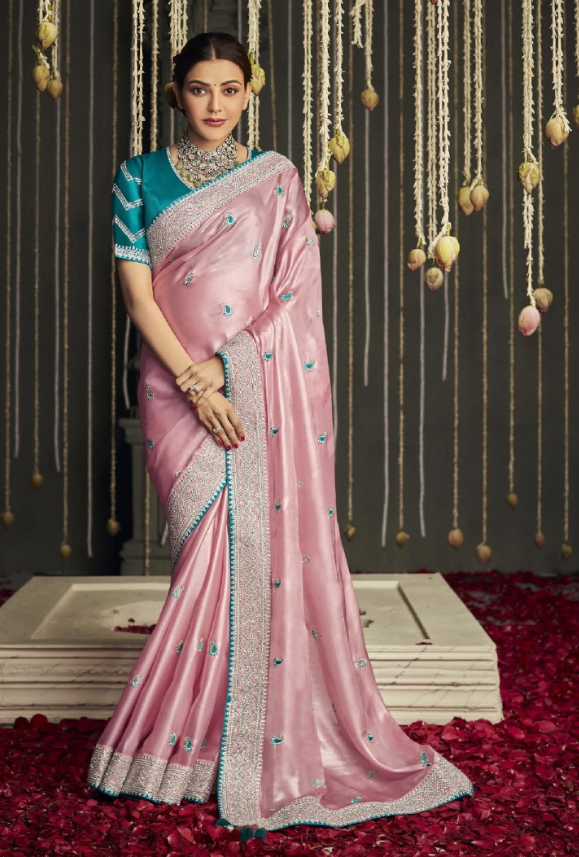 Pink and Blue Designer Saree