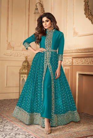 Blue Designer Anarkali Suit