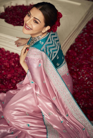 Pink and Blue Designer Saree