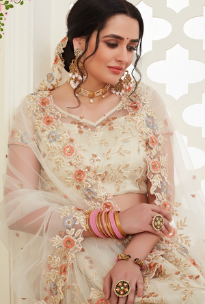 Cream Lehenga Choli