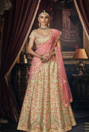 Pista Designer Bridal Lehenga Choli - Desi Royale