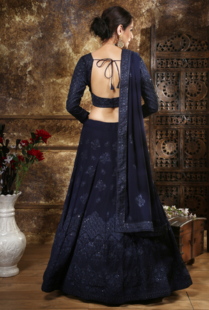 Navy Blue Bridesmaids Lehenga Choli - Desi Royale